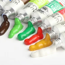 12 цветов, набор акриловых красок 6 мл, тубы для рисования, пигмент для рисования, сделай сам, художественный пигмент с кистью, акриловые пигментные принадлежности