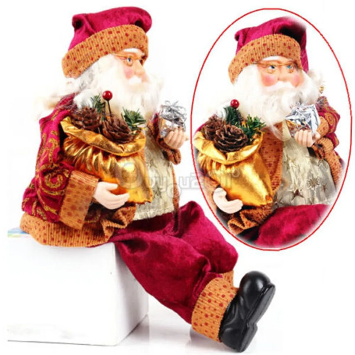 

New 35CM Christmas Sitting Santa Claus Doll Home Desk Bookshelf Shop Festive Party Ornament Decoration Warm And Vivid Kids Gifts