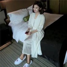 Весенняя женская ночная рубашка, халат, набор, высокое качество, вышивка, длинный рукав, сексуальный, 2 шт, пижама, платье, женская ночная рубашка