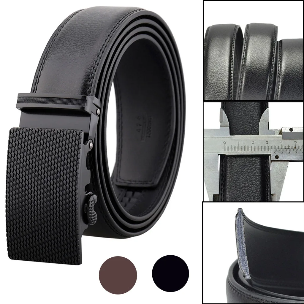 

Easy Detachable Men's Elegant Belts Adjustable Waistband Leather Ratchet Dress Belt With Automatic Buckle ремень мужской