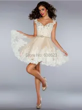 DAQ1109 Kostenloser Versand Sexy Kurz Flügelärmeln Perlen v-ausschnitt Cocktailkleid