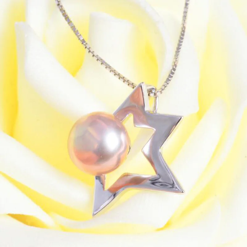 ASHIQI пресноводный жемчуг 925 стерлингового серебра цепи ожерелья звезда кулон 8-9 мм натуральный пресноводный жемчуг ювелирные изделия для женщин