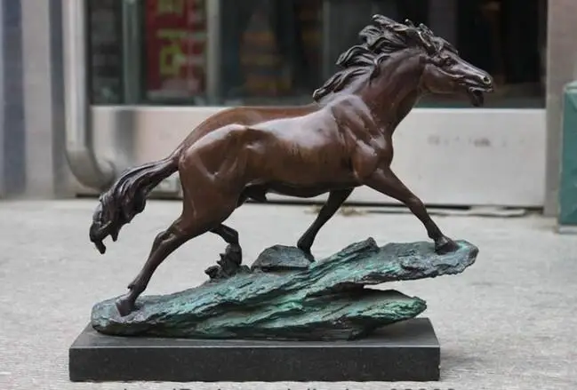 

Pure Bronze Marble Rapidly running Horse Furniture Decor Art Sculpture