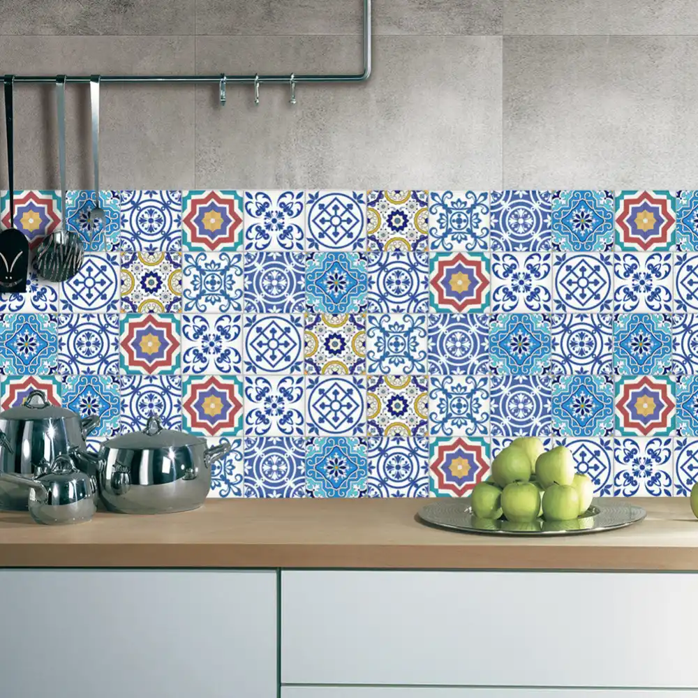 1pc 20x500cm Vintage Diy Tile Stickers Pvc Bathroom Kitchen