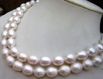

NATURAL 2 ROW 9-10MM WHITE SOUTH SEA BAROQUE PEARL NECKLACE 32" 14k YELLOW CLAS