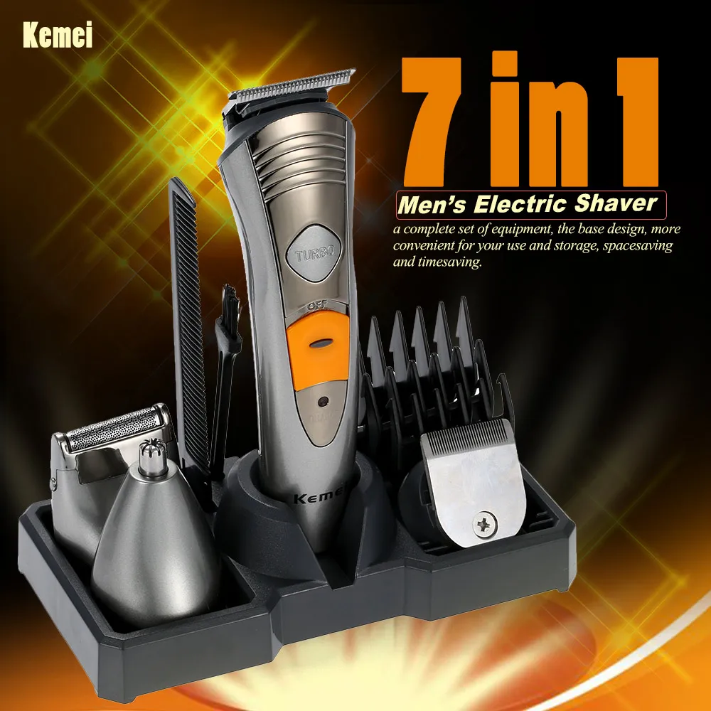 

Kemei KM-580A Men's Electric Shaver Razor 7 in 1 Male Shaver Machine Nose Ear Hair Trimmer Electric Clipper Rechargeable EU Plug