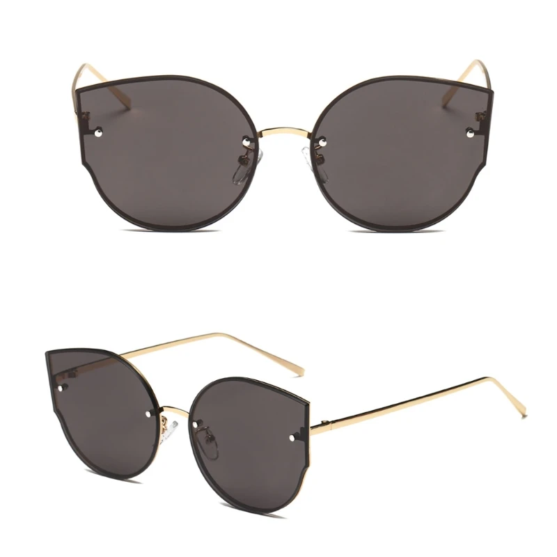 Модные женские солнцезащитные очки кошачий глаз дизайнерские винтажные зеркальные очки - Цвет линз: Glod Grey
