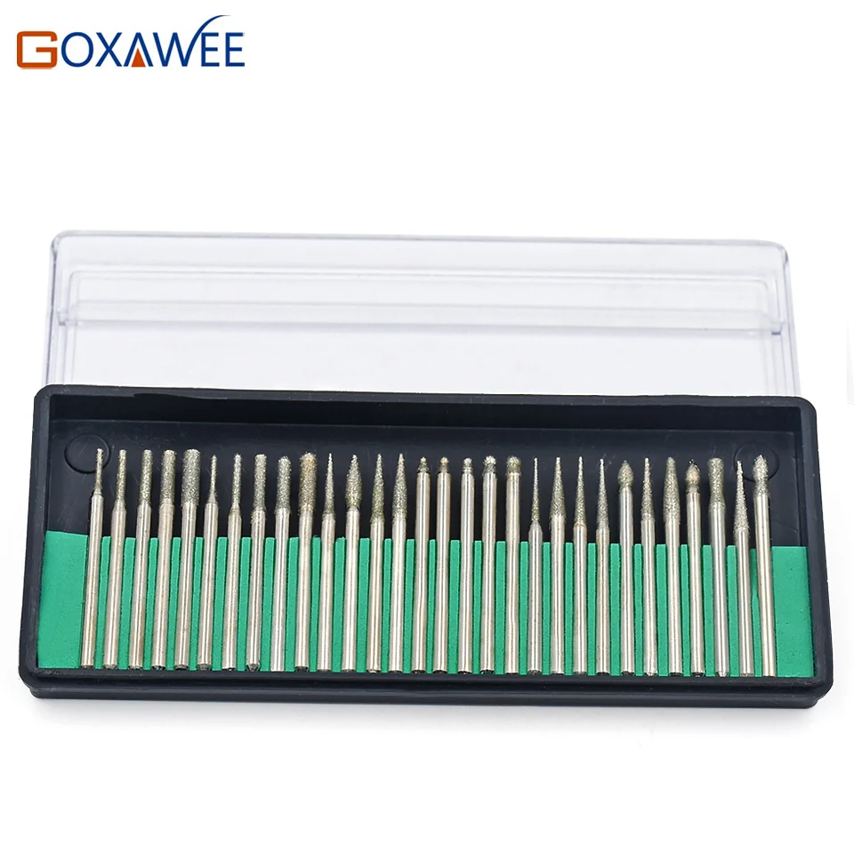 GOXAWEE Power Tools Accessories Rotary tools Diamond Burs Grinding Wheel 2.353mm shank of 30pcs for Dremel Tools Accessories1