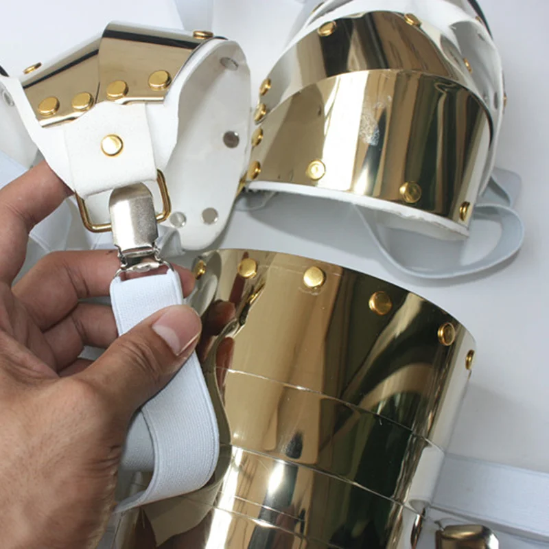 Michael Jackson Classic Golden Handmade History Leg Matel Guard Armor Kneepad Concert Stage Dance Ballroom