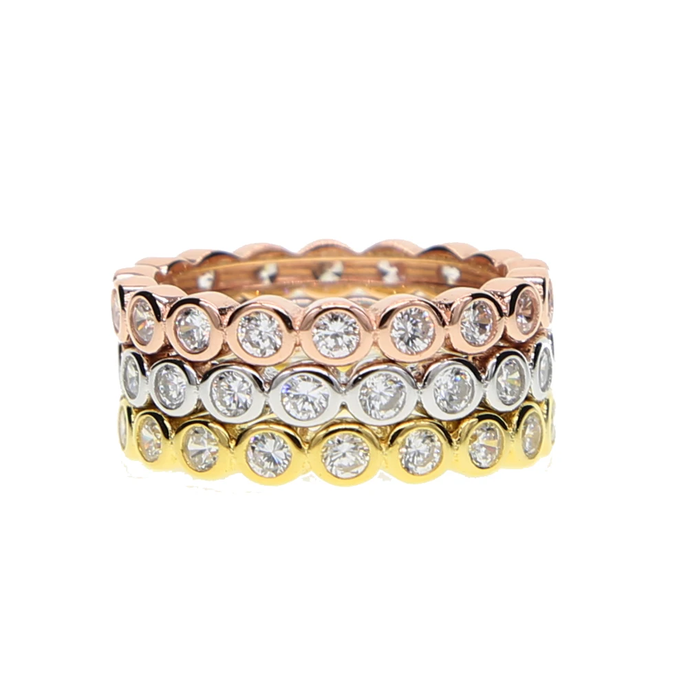 

925 sterling silver Fashion Classic Rings for Women Gold-Color White Crystals CZ Engagement Love Ring Jewellery