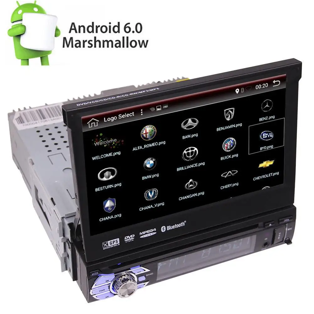 Discount IN-DASH 7" FLIP-OUT ANDROID 6.0 CAR DVD/MP3 CAR STEREO RECEIVER WIFI DVD Player car styling DVR Single din stickers on cars 0