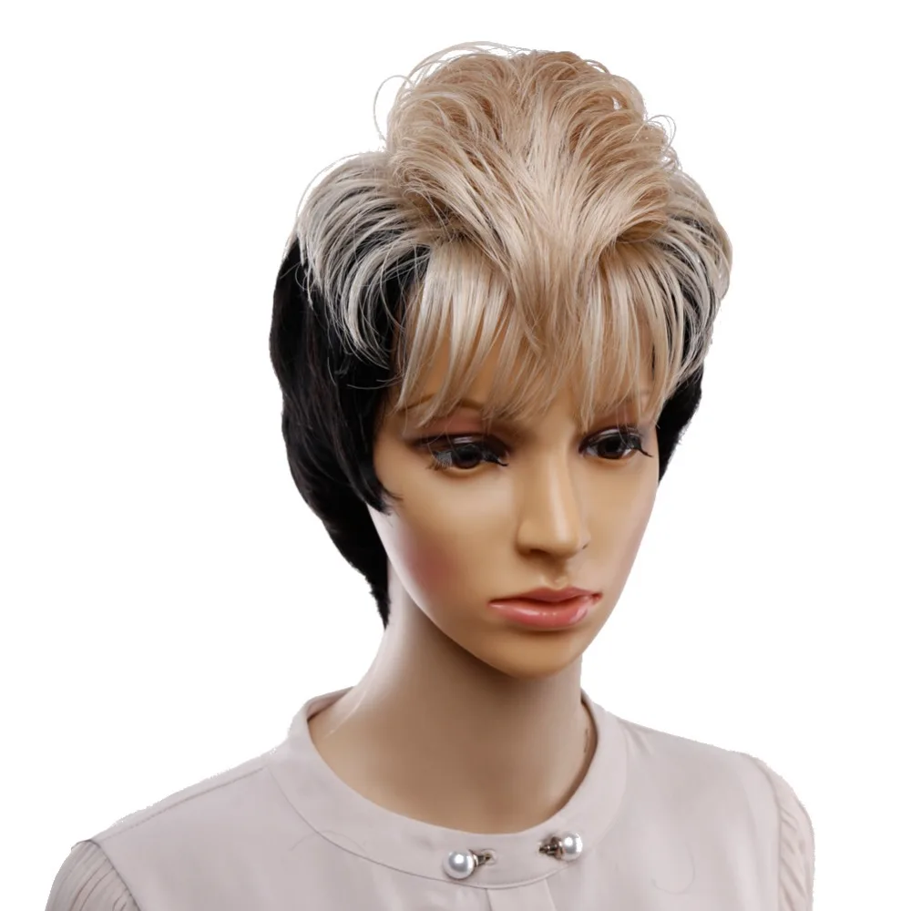 

Amir Synthetic Wig Short Curly Hair Wigs for Women full wig with bang Black and Brown Blonde Wig Cosplay