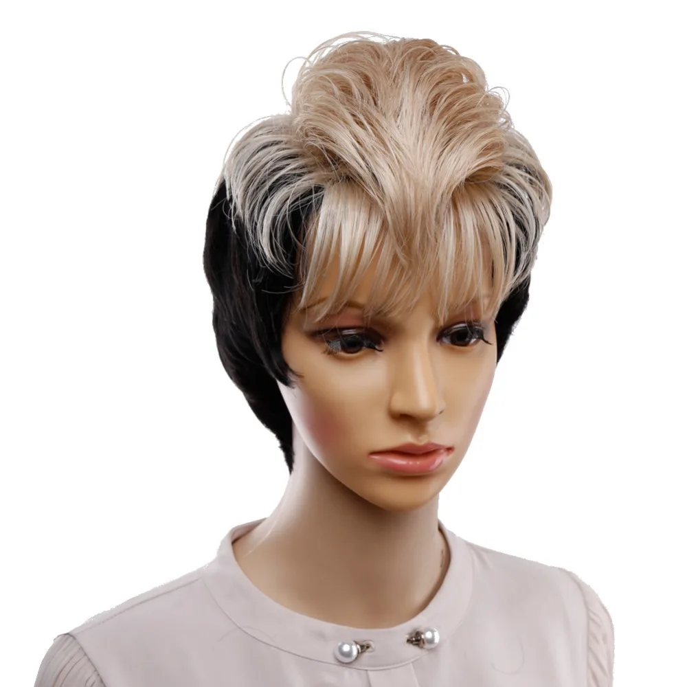 Амир синтетический парик короткие кудрявый парик для женщин полный парик с взрыва черный и коричневый блондинка парик косплей