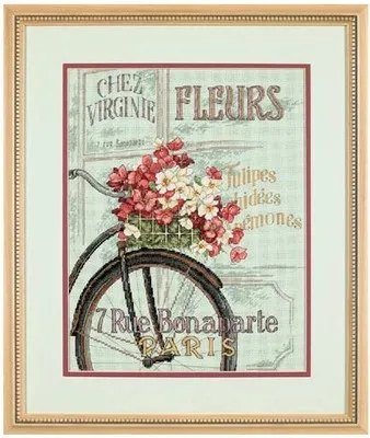 CS-1578 Cross Stitch Kit Parisian Bicycle Bike Paris Fleurs dim 35195.jpg_.webp