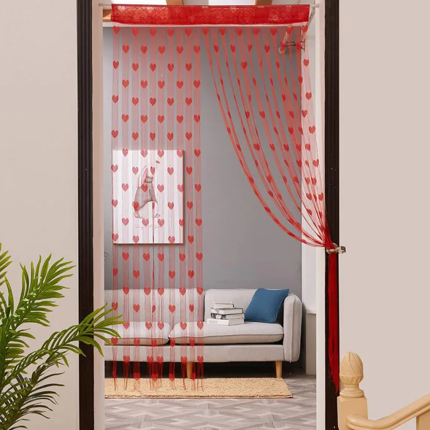 

Summer Door Curtain 50x200cm Love Heart String Curtain Window Door Divider Sheer Curtain Valance Home Romantic Window Curtain