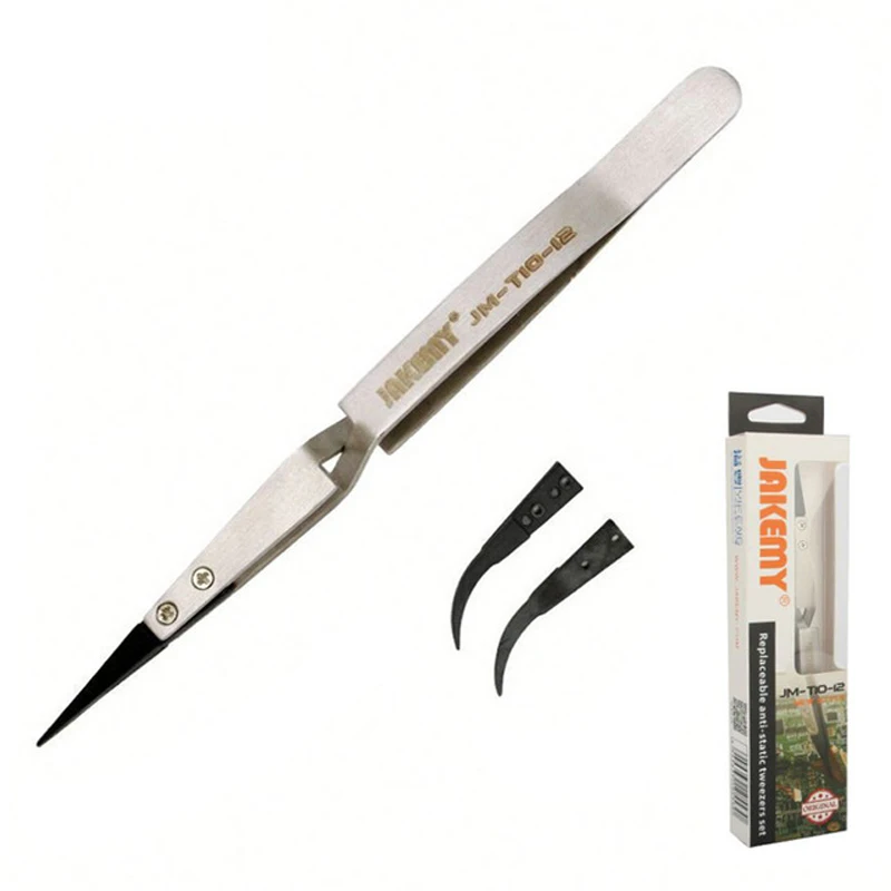 

2in1 Precision Tweezers Anti-static Curved Straight Tip Sets ESD Pinzas Stainless Steel Tweezers Forceps Electronics Repair Tool