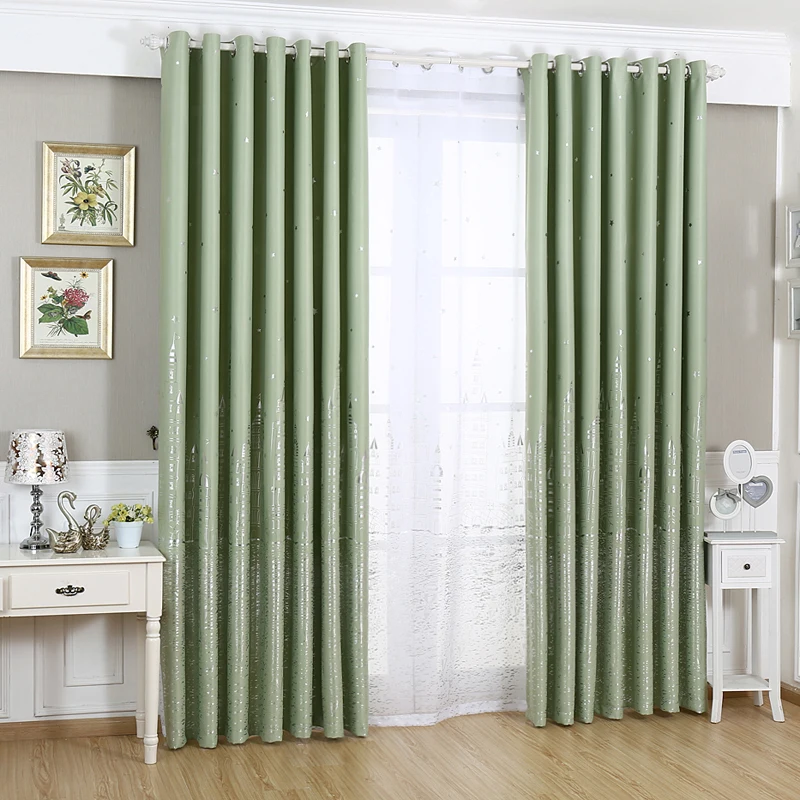 funique european style hot silver castle pattern decorative curtain full light shading drapes curtain for bedroom living room in curtains from home garden