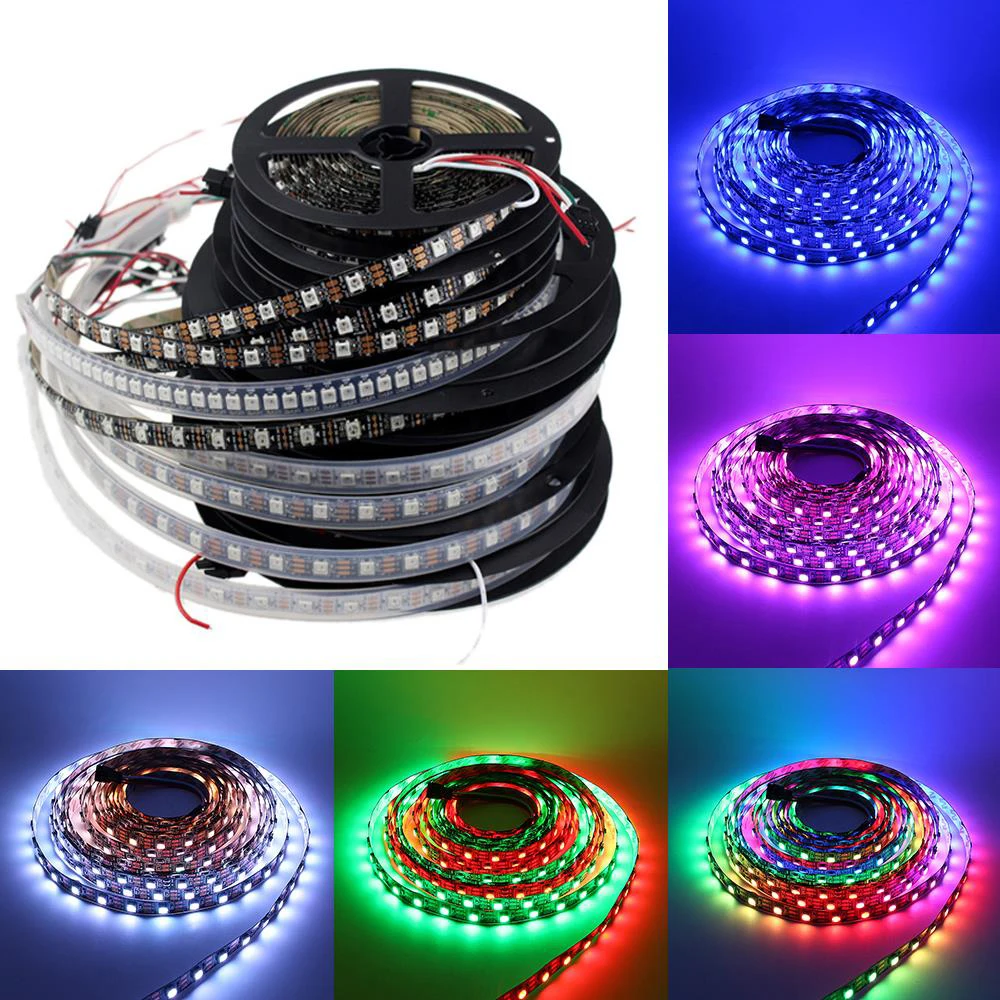 

WS2813 led pixel strip 1m/4m/5m Dual-signal 30/60/144 pixels/leds/m,WS2812B Updated Black/White PCB,IP30/IP65/IP67 DC5V