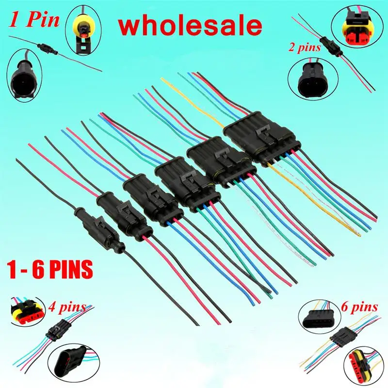 1 комплект 1/2/3/4/5/6 Pin автомобилей мотоциклы Водонепроницаемый Электрический разъем Вт/10 см провод авто разъем для мужчин и женщин