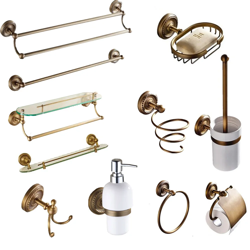 Luxury bathroom hardware set Solid Brass Antique hairdryer bathroom