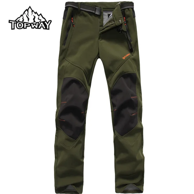 2018 Hot Mens Waterproof Fleece Lined Soft Shell Pants Windbreaker Breathable Camping Hiking