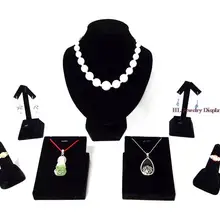 Витрины ювелирных изделий черный бархат материал кулон ожерелье кольцо серьги держатель стенд Органайзер чехлы 7 шт./лот