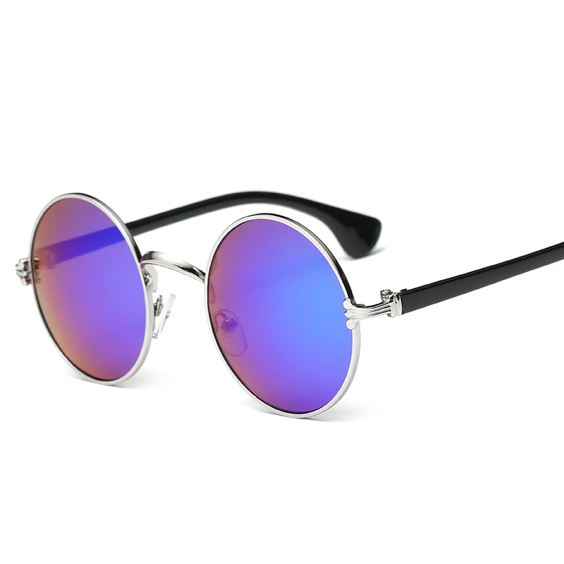 KOTTD круглые детские солнцезащитные очки для девочек в стиле ретро, металлические, готические солнцезащитные очки modis, детские солнцезащитные очки oculos de sol feminino - Цвет линз: Синий