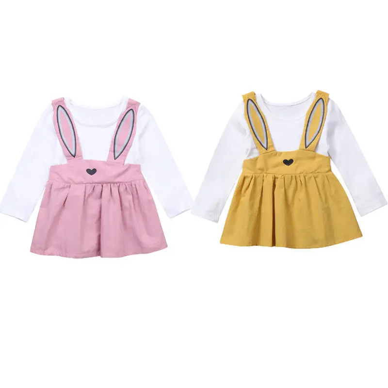 

Newborn Baby Girl Rabbit Party Casual Dress Tops Overall Tutu Dresses 0-3Y