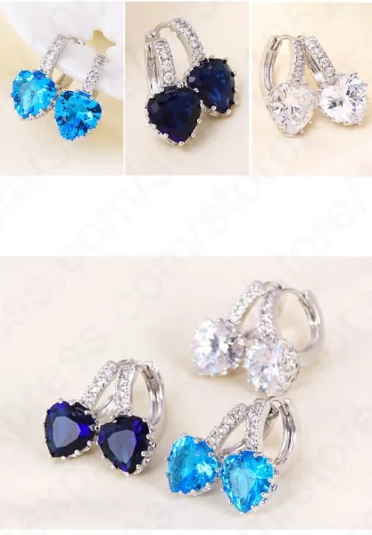 JEXXI Luxury Colorful Heart Band Real Pure 925 Sterling Silver Jewelry Cubic Zirconia Stone Earrings Fashion Women Favourites - Image 5