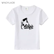 Детская крутая футболка с принтом «Parkour Born To Jump» детские летние топы с короткими рукавами, хлопковая Повседневная футболка для мальчиков и девочек высокое качество