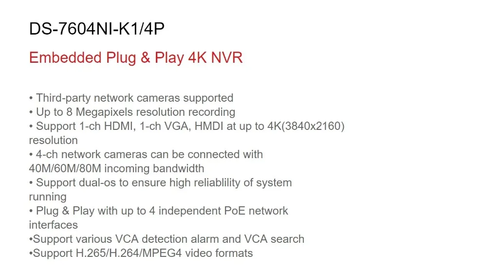 Hikvision безопасности Камера Системы 8/16 POE+ DS-2CD2085FWD-I H.265 8MP IP CCTV камера Камера сетевая цилиндрическая камера