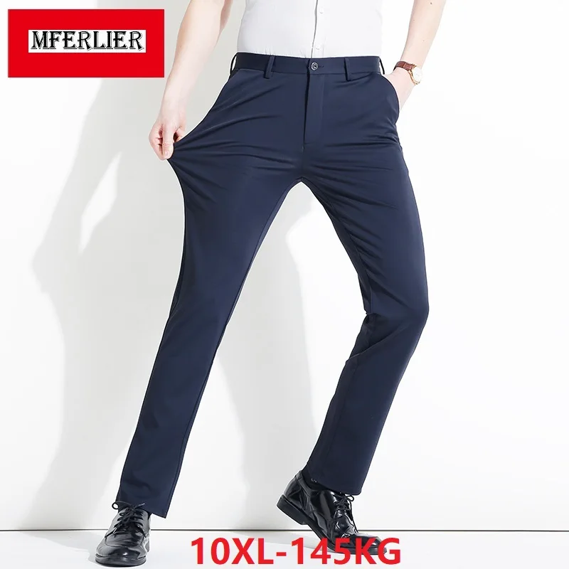 Недорогие мужские брюки для офиса, простые брюки, Формальные Брюки, большой размер 9XL 10XL, лето-осень, деловые повседневные штаны для отца