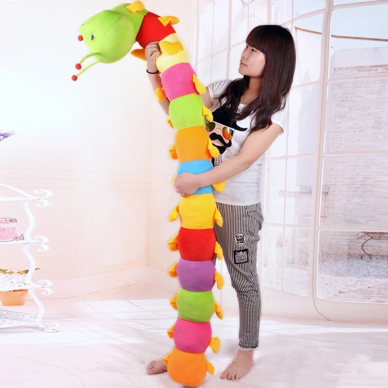 

50CM Colorful Long Cognitive Plush Worm Stuffed Doll Toys Soft Worm Cushion Educational Gift For Birthday