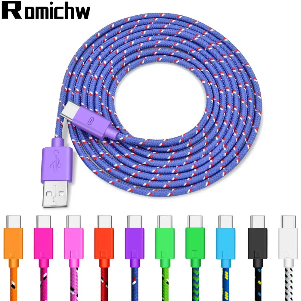 Кабель Micro usb type-C ROMICHW 1 м 2 м 3 м нейлоновый кабель для быстрой зарядки для samsung Xiaomi huawei LG Android Micro usb type-C USB шнур