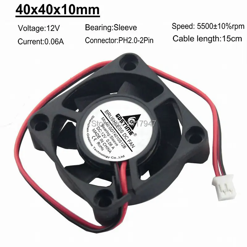 100 шт./партия Gdstime DC 40x40x10 мм 40 4010 2 контакта 12 в микро Бесщеточный Охлаждающий