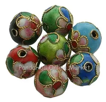 

Handmade Cloisonne Beads, Round, Mixed Color, Round 6mm, hole: about 2mm