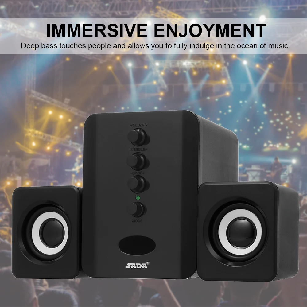

D-202 USB Bluetooth Speaker Set Computer PC Speakers Bass Music Player Subwoofer Sound Box for Desktop Laptop PC Smart Phone