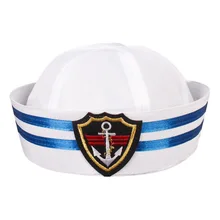 Military Hats White Captain Sailor Hat Navy Marine Caps with Anchor Army Hats for Women Men Child Fancy Cosplay Hat Accessories