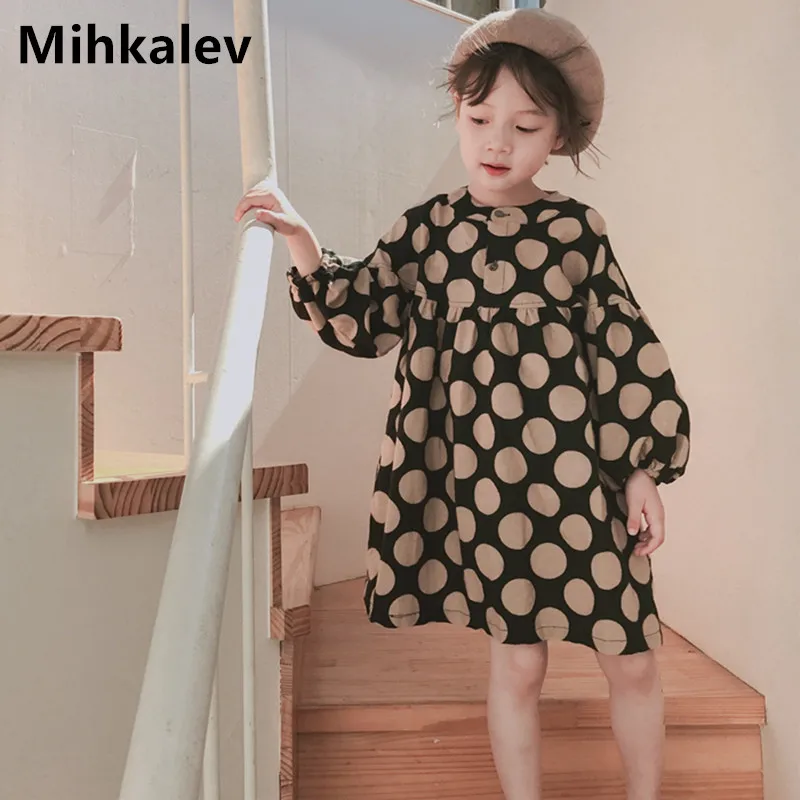 Mihkalev Baby dress girl autumn clothing 2018 cute polka dot girls long sleeve dresses for children cotton dress costume Mihkalev Baby dress girl autumn clothing 2018 cute polka dot girls long sleeve dresses for children cotton dress costume