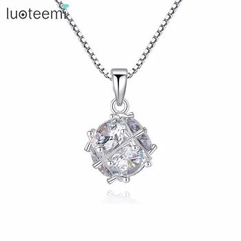 

LUOTEEMI Fashion Clear Cubic Zirconia Small Crystal Ball Pendant Necklace For Women Nice Choker Jewellery Necklace