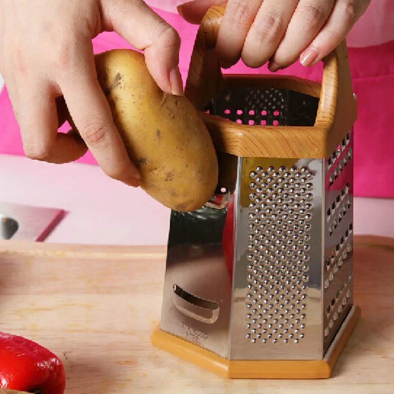 

GQIYIBBEI Stainless Steel Six Side Grater Multifunctional Grater Plane Shredded Device Creative Kitchen Fruit & Vegetable Tools