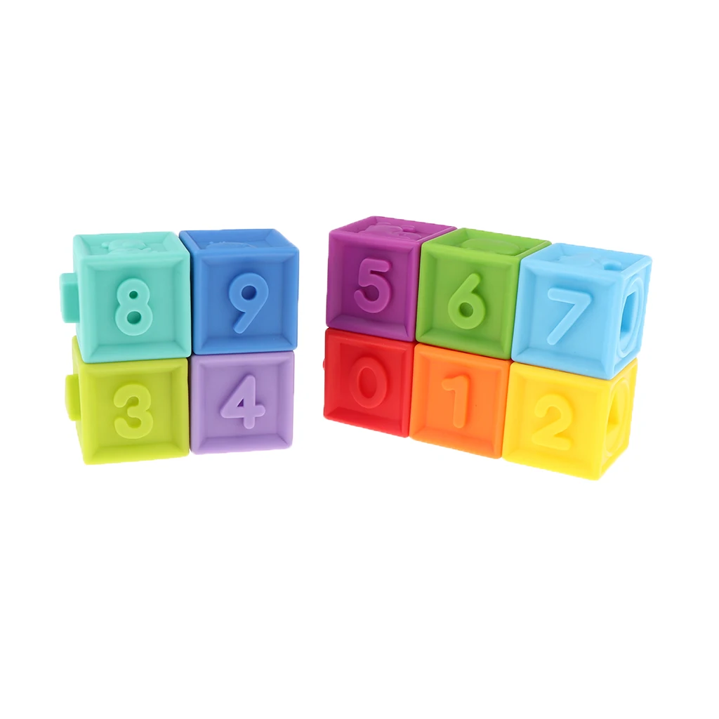 12Pcs Soft Building Blocks Number Cubes - Children Kid Educational Toy Stacking Color & Shapes Sorting Game