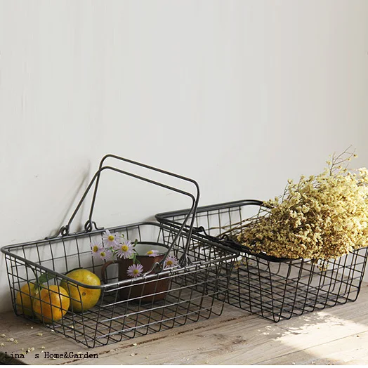 Металлическая корзина органайзер с ручками|basket with handle|organizer basketwire basket |