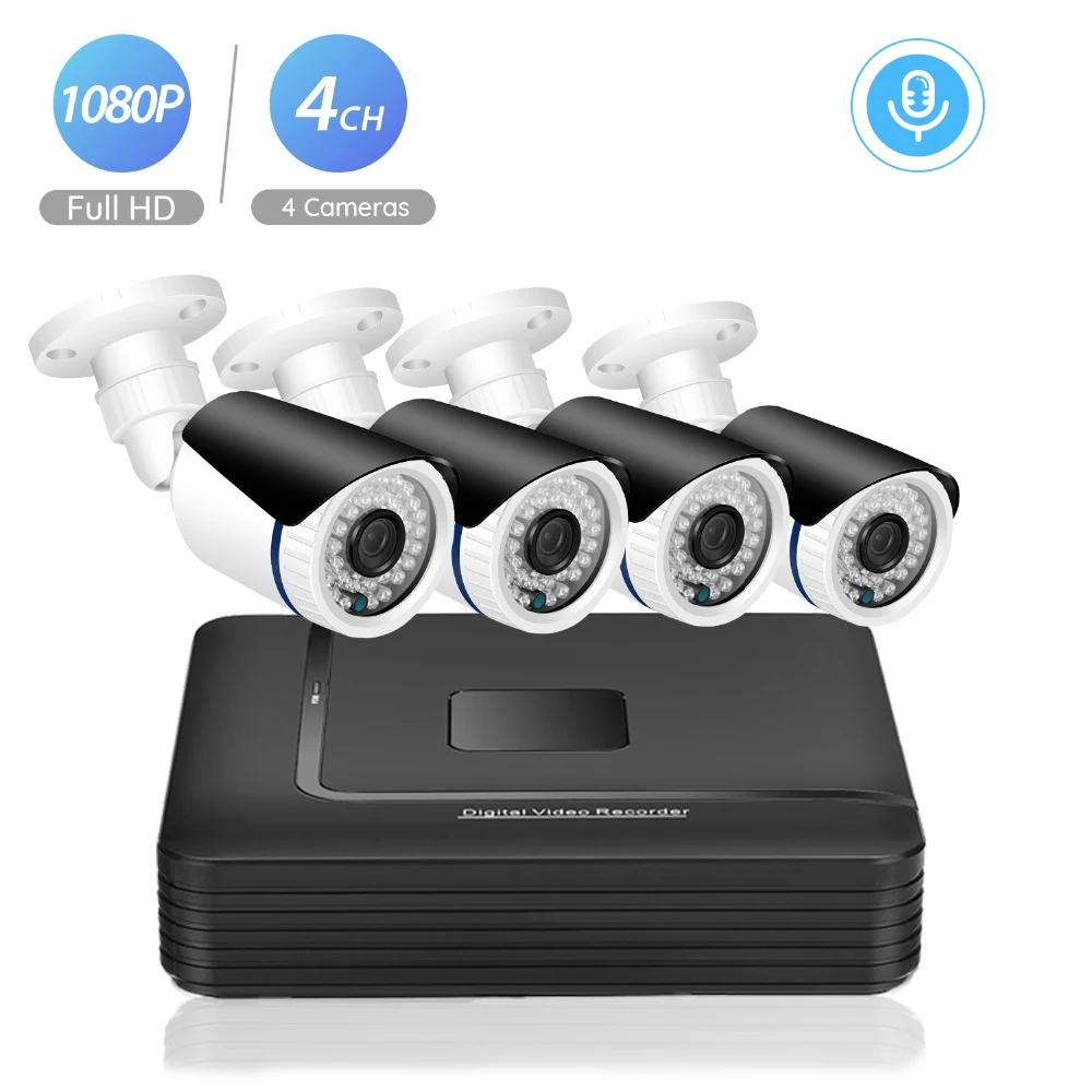 BESDER Full HD 1080P 4CH CCTV система аудио выбор 4 шт. 2MP металлическая наружная ip камера POE NVR