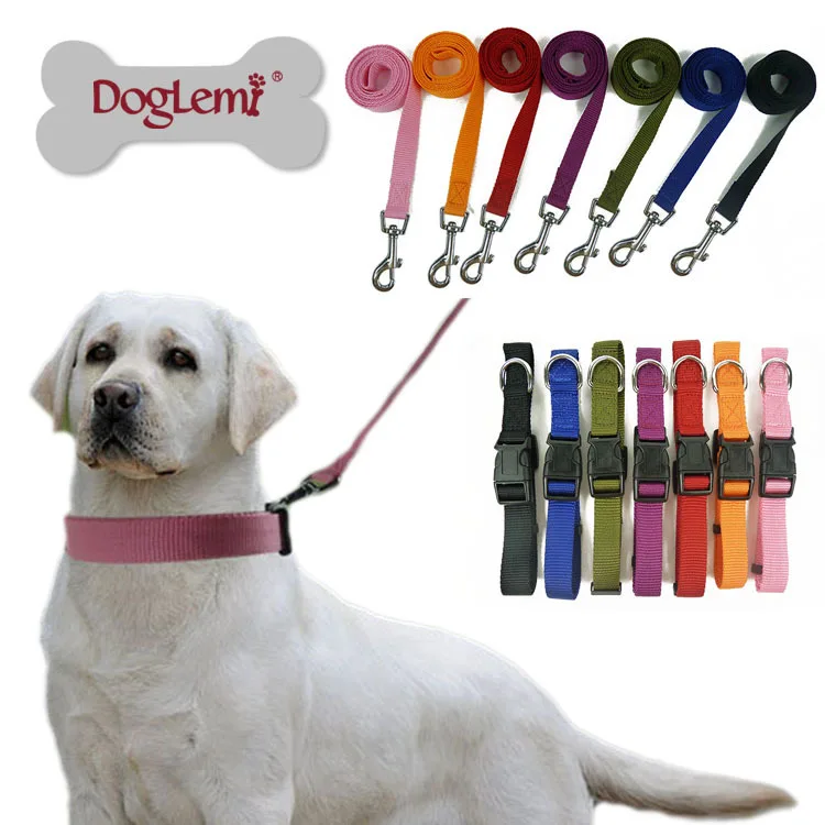 DogLemi Dog Supplies Harnesses & Leads Solid nylon adjustable dog collar nylon collar Dog collar nylon drawn belt collar JUN1