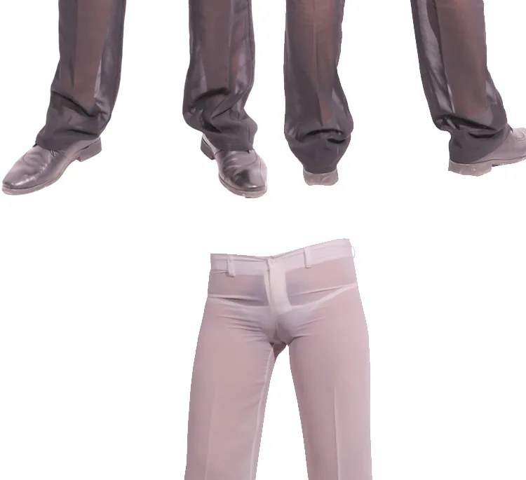 Мужские сексуальные шифоновые прозрачные брюки свободного кроя, прямые брюки для сна, дышащие штаны для сна, мужские длинные брюки