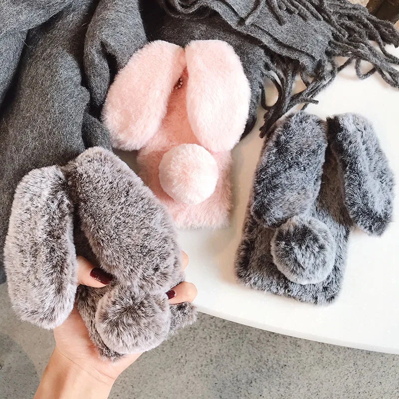 

Furry Phone Cases For Samsung A3 A5 A7 J3 J5 J7 2015 2016 2017 Case Hot Winter Warm Rabbit Ears Case For Galaxy A J Series Plush