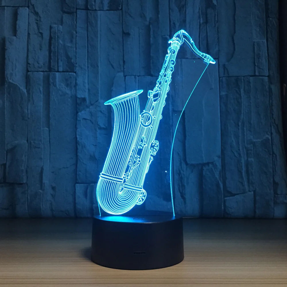 Sax модель 3D светодиодный ночник 7 Изменение цвета саксофон музыкальные инструменты настроение настольная лампа Сенсор свет рождественский