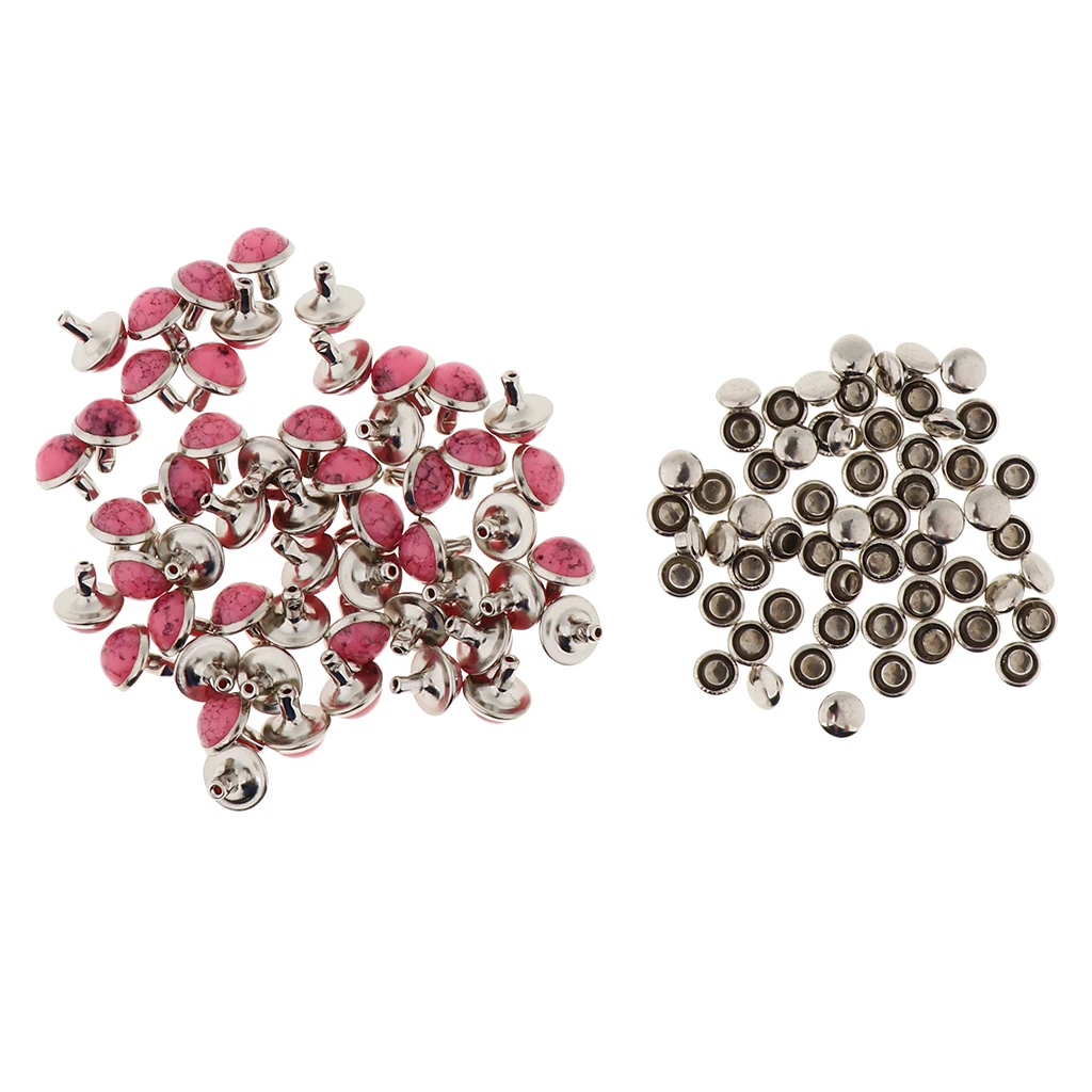 50 Sets Round Turquoise Rapid Rivets Stud for DIY Leather Craft Decoration