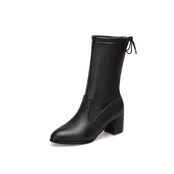 

Fashion simple 18 years autumn new thick with high with 40-1874 drum set foot in 43 female boots